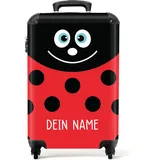 NoBoringSuitcases.com® Kinderkoffer - Koffer Kinder - Hartschalenkoffer Marienkäfer - Koffer Schwarz Rot - Reisekoffer - Trolley Kinder - 55x40x20 - Handgepäck - Fotokoffer - Personalisiert