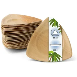 onlyleaf 100 Stück Einwegteller 15cm - Dreieckige Palmblatt Teller für Fingerfood und Snacks - Kompostierbar, Nachhaltig, Stabil - Einweg Geschirr