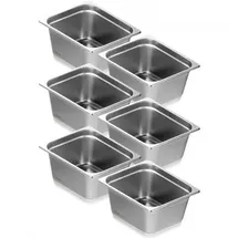 Vevor 1/2-Größe 1/2 Gastronormbehälter, Edelstahl Behälter 6 Stk. 325 x 266 x 148 mm Speisebehälter, kommerzieller Dampfpfanne Warmhaltebehälter, Hotelpfanne Tisch Food Pan Buffet