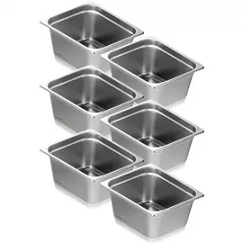 Vevor 1/2-Größe 1/2 Gastronormbehälter, Edelstahl Behälter 6 Stk. 325 x 266 x 148 mm Speisebehälter, kommerzieller Dampfpfanne Warmhaltebehälter, Hotelpfanne Tisch Food Pan Buffet
