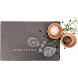Generisch Schieferplatte Steak it easy, 30 x 20 cm, Servierplatte aus Naturstein mit Lasergravur, Geschenk für Papa und alle die Grillen lieben