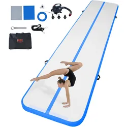VEVOR Gymnastik-Luftmatte Aufblasbare Gymnastik-Tumbling-Matte, Tumbling-Bahn mit Elektrischer Pumpe, 498 x 101 x 10 cm Trainingsmatten für den Heimgebrauch/Fitnessstudio/Yoga/Cheerleading Blau