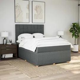 vidaXL Boxspringbett mit Matratze Dunkelgrau 140x200 cm Stoff