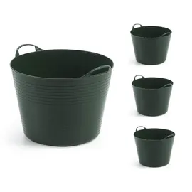 Kreher Set: 4 x Kreher Flexibler Mehrzweckkorb 42 Liter (Grün)