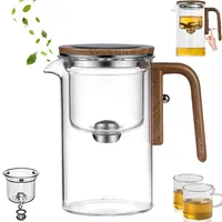 veitron teekanne,quick brew,Magic Teapot,water Separation Glass Teapot,water Separation Glass Teapot with Wooden Handle,Glass Teapot with Strainer,Glass Teapot with Removable Loose Tea Glass Infuser