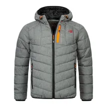 Geographical Norway GEO NORWAY Herren Winter Steppjacke Daunenjacke Outdoorjacken mit Kapuze Herrenjacke Winterjacken Stepp Winter H-370 Grau 3XL - 3XL