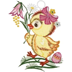 Fensterbild "Fensterbild "Küken" farbig", bunt, B:15cm H:20cm, Polyester, W. REUTER & SOHN - PLAUENER SPITZE, Fensterbilder