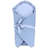 TupTam Unisex Baby Einschlagdecke mit Schleife, Farbe: Musselin/Blau, Größe: 70 x 70 cm
