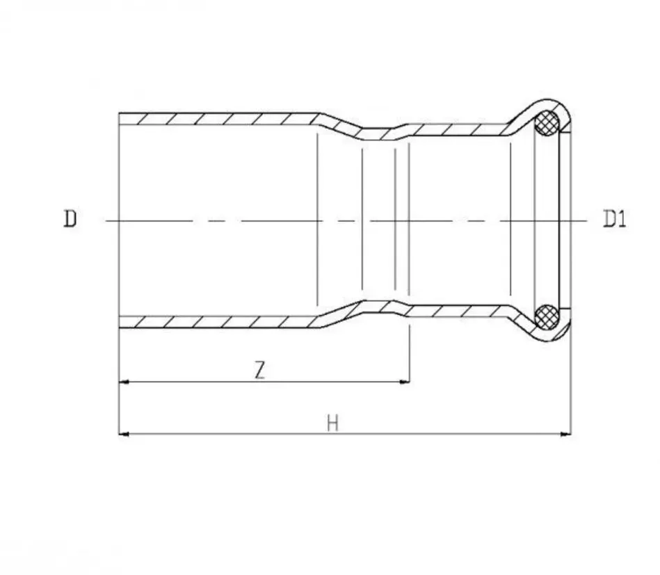 Sanpro Edelstahl Pressfitting M-Kontur Reduzierstück, Größe 28 x 22