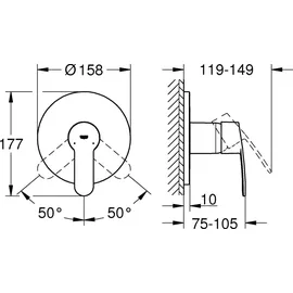 Grohe Eurostyle Cosmopolitan Einhand-Brausebatterie, Unterputzmontage, Fertigmontageset 24051002