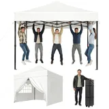AOXUN Pavillon 3x3m Wasserdicht mit 4 Seitenwänden,Dunkelgrau, klappbar, 100% Wasserdicht & Hoher UV-Schutz weiß