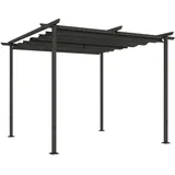 Outsunny Pergola 3x3m Garten Pavillon Terrassendachung aus Metall, Gartenpavillon mit Verstellbares Sonnendach, UV Schutz 30+ Freistehender Sonnenschutz für Terrasse und Garten, Dunkelgrau