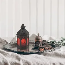 Mobili Rebecca Kerzenhalter Ethnisch Metallglas Rot/Schwarz