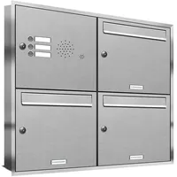 AL Briefkastensysteme 3er Premium Edelstahl Briefkastenanlage Silber