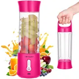 Canareen Tragbarer Mixer Smoothie Maker - 500ML Blender Mixer für Smoothies und Shakes | 4000mAh wiederaufladbarer USB Mini Mixer mit sechs Klingen | Hand Blender für Sportreise-Fitnessstudio (Rot)