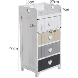 Mobili Rebecca Rebecca Mobili Kommode 4 Schubladen, Holz Beige Grau, Weiß