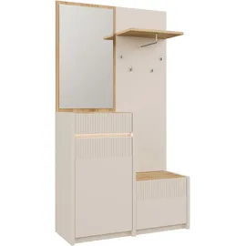Forte Oak Squere Garderobenschrank 108,4 x 41,7 x 195,9 cm beige