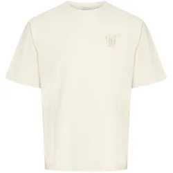 Rundhalsshirt CASUAL FRIDAY "Rundhalsshirt CFARCHER print", Herren, Gr. XL, weiß (egret), Obermaterial: 100% Baumwolle CO., Shirts Rundhalsshirt
