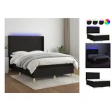 vidaXL Boxspringbett mit Matratze & LED Schwarz 140x200 cm Stoff