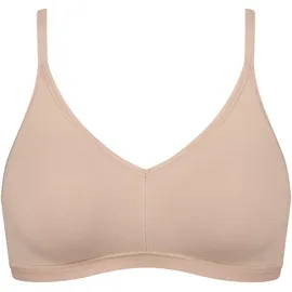 SLOGGI Soft-BH "GO Daily Cotton", Damen, Gr. S, N-Gr, beige (new beige), Single Jersey, Obermaterial: 82% Baumwolle, 18% Elasthan, unifarben, Basic, BHs Soft-BH, Glanz-Effekt Details, tiefer V-Ausschnitt, ohne Bügel