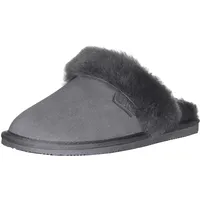 Harrys-Collection Damen Hausschuh Pantoffel aus Lammfell in 3 Farben, Farben:dunkelgrau, Schuhgröße:39 - 39 EU
