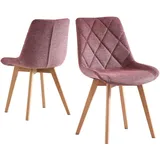B&D home Esszimmerstühle Tania 2er Set, Polsterstuhl Küchenstühle für Esszimmer, Küche, Büro, Schminktisch, Altrosa Landhaus skandinavisch Design, Webstoff Merlot, 11118-ROSA-2