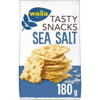 Wasa Tasty Snacks Crackers Sea Salt 5x180g | Knusprige Knäcke-Cracker mit Meersalz, leckerer Snack