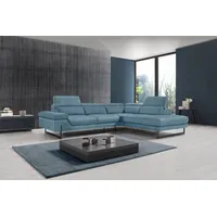 Egoitaliano Ecksofa Queenie, extravagantes Sofa mit erstklassigem Sitzkomfort, L-Form, mit verstellbarer Armlehne und Kopfteilen für Wohlfühlkomfort blau