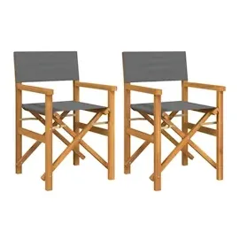 vidaXL Regiestühle 2 Stk. Klappbar Grau Massivholz Teak
