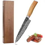 Wakoli Damastmesser Kochmesser 20 cm Olivenholzgriff