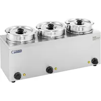 Royal Catering Bain Marie Rund Speisenwärmer Wasserbad Suppenstation Warmhalter 3 Behälter,