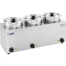Royal Catering Bain Marie Rund Speisenwärmer Wasserbad Suppenstation Warmhalter 3 Behälter,