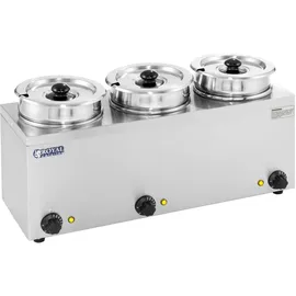 Royal Catering Bain Marie Rund Speisenwärmer Wasserbad Suppenstation Warmhalter 3 Behälter,