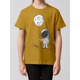 wat? APPAREL T-Shirt Kleiner Astronaut mit Luftballon in Ocker | Gr.: 110/116