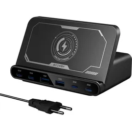 BLITZWOLF BW-S27 160W, 2xUSB-A, 4xUSB-C, 15W kabelloses Ladegerät (schwarz)