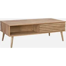 sweeek - Skandinavischer Couchtisch Schiebetüren Geriffeltes Holzdekor