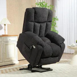 Homcom Fernsehsessel Schwarz Kunststoff, 95x107x92 cm, Wohnzimmer, Sessel, Relaxsessel mit Liegefunktion, USB- Anschluss, TV-Sessel mit Taschenfederkern, Seitentasche und Fernbedienung,