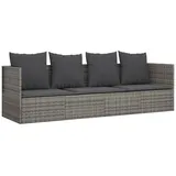 furnicato Bett Outdoor-Loungebett mit Kissen Grau Poly Rattan (1-tlg) grau
