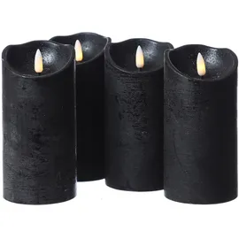 MARELIDA LED Kerzenset Rustik Optik H: 15 cm schwarz 4 St.