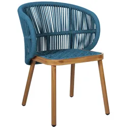 2er-Set NANCY | Bistro Terrassen Stuhl | Blau | Holz Optik