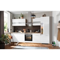 Kochstation Küche »KS-Luhe«, 300 cm breit, wahlweise mit oder ohne E-Geräten, gefräste MDF-Fronten, weiß