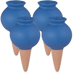 Relaxdays Relaxdays Tonspitzen Bewässerung, 4er Set, Wasserspender für Zimmerpflanzen & Balkonkästen, automatisch, Gießkegel, blau