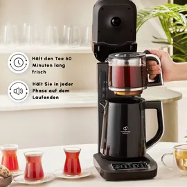 KARACA Caysever Robotea Pro 4 in 1 sprechender automatischer Teekocher Wasserkocher und Filterkaffeemaschine, 2500W, Chrome
