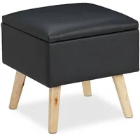 Relaxdays Sitzhocker mit Stauraum Kunstleder 40 x 40 x 40 cm Schwarz