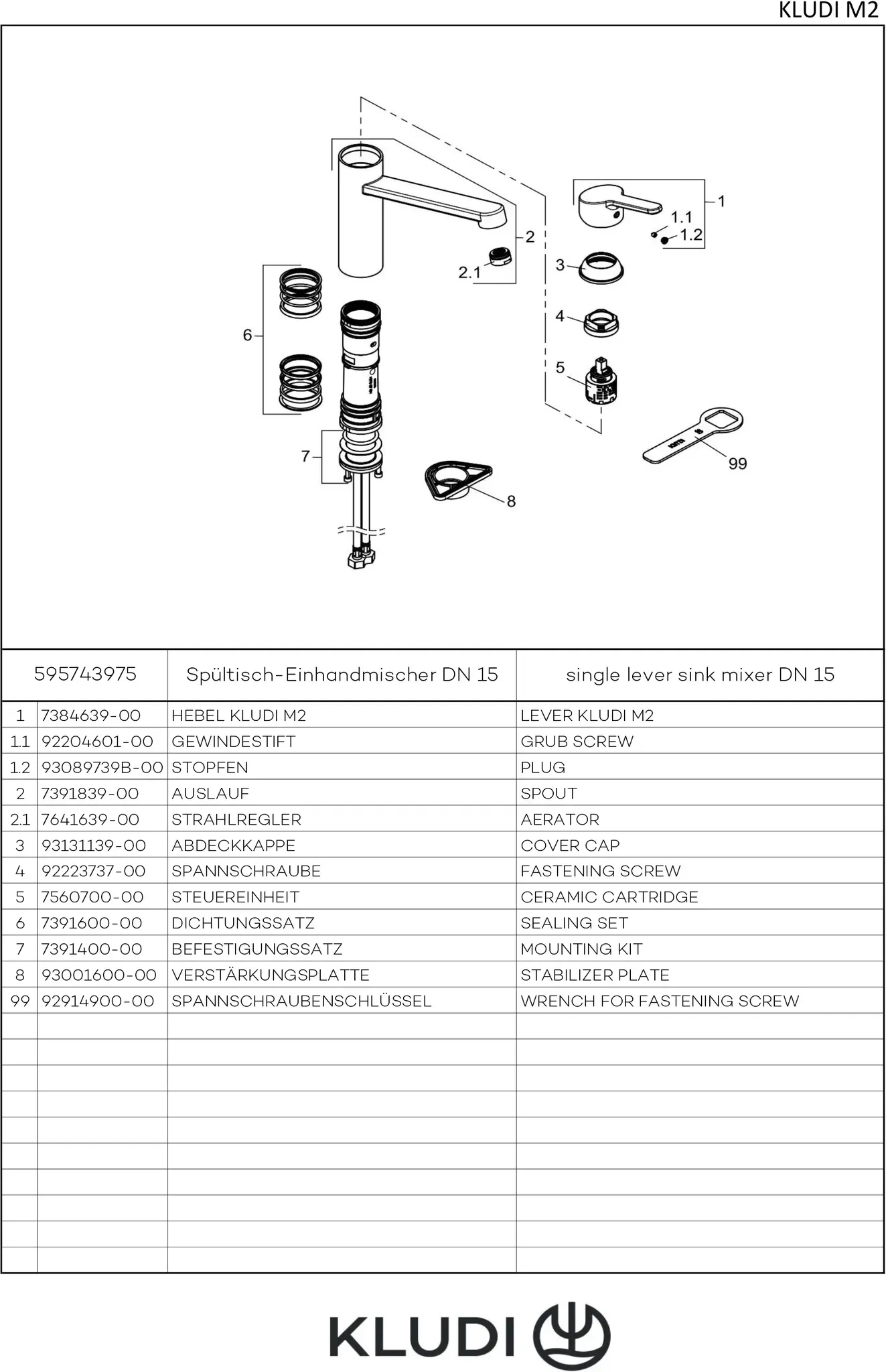 M2 Spültisch-EHM DN 15 chrom