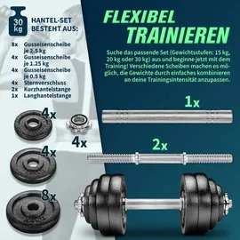 OEM Hantelset Gusseisen 30 kg Kurzhanteln verstellbar schwarz