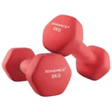 SONGMICS Kurzhantel Hanteln, (2er Set Neopren-Beschichtung, Hantelset, Kurzhanteln, Hexagon), 1KG-2KG-3KG-4KG-5KG Krafttraining, Workout, Fitnesstraining rot|schwarz 2 x 3 kg