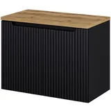 [en.casa] Waschbeckenunterschrank Skelbolu mit 2 Türen 80x60x40cm Schwarz/Eichenoptik [en.casa]