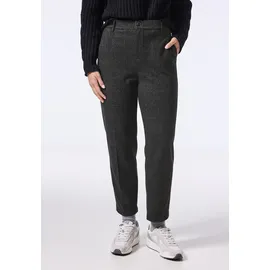 street one studio STREET ONE STUDIO, Damen, Gr. 44, Länge 28, schwarz (anthrazit melange), Stoff, 67% Polyester, 16% Viskose, 14% Baumwolle, 3% Elasthan, kariert, comfort fit normal, Hosen Chinohose, High Waist