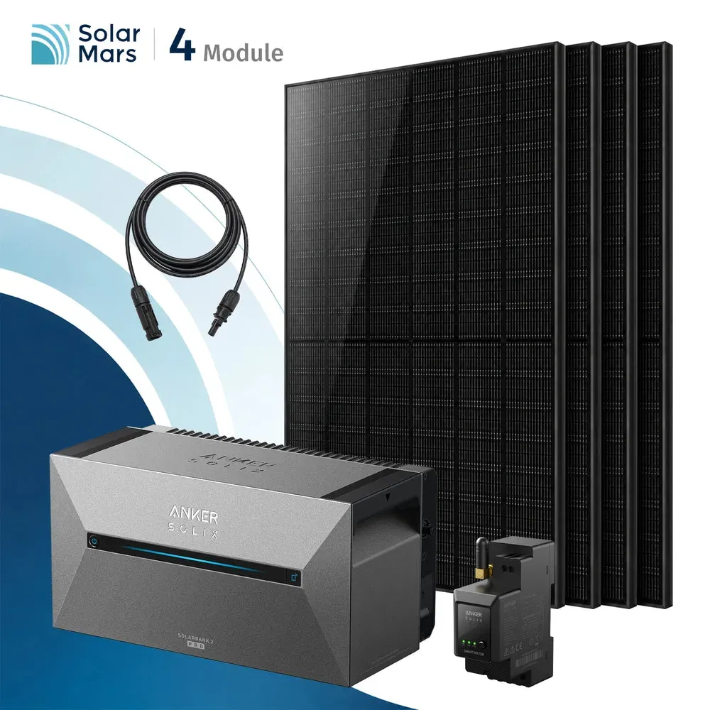Balkonkraftwerk 2000 Watt mit Speicher Anker SOLIX Solarbank mit MC4 Solarkabel Set - 1x Solarbank E1600 PRO / Ohne Erweiterungsakku / Ohne HAL
